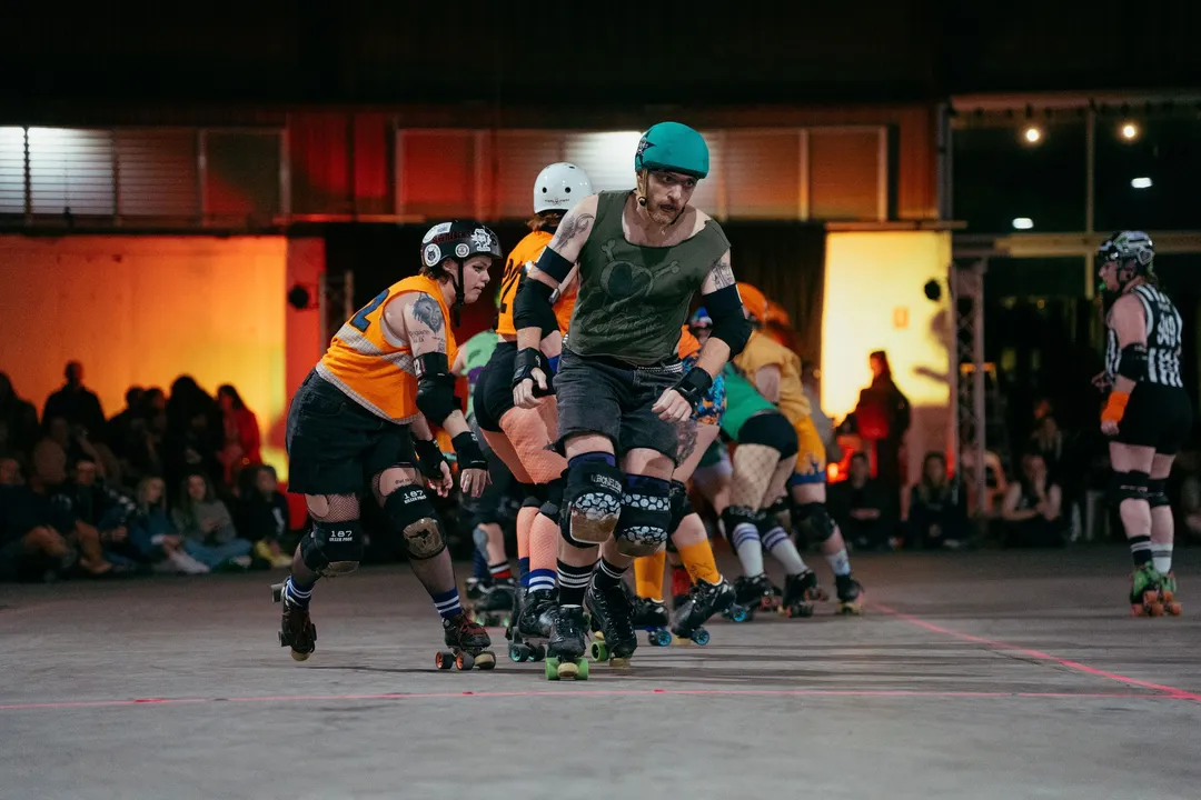 A skater bursts out of the pack